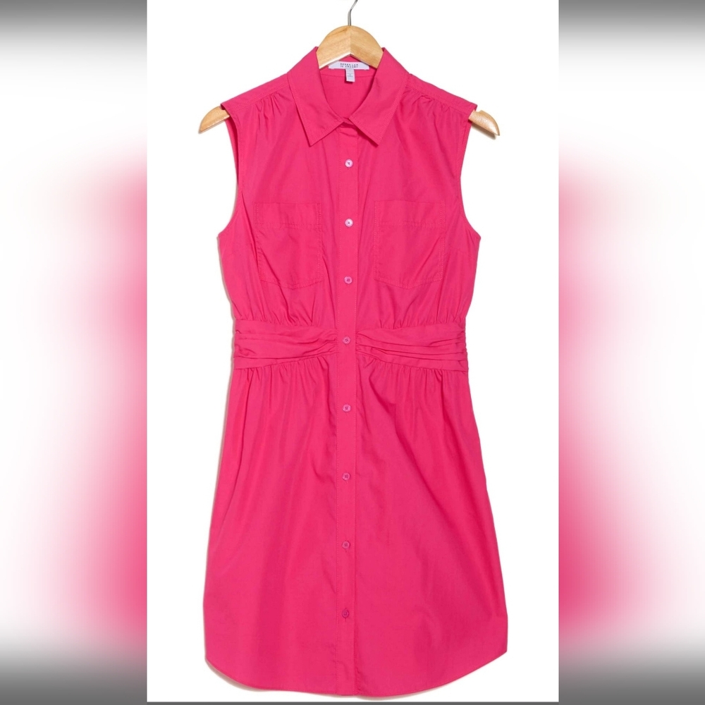 Derek Lam 10 Crosby Cora Sleeveless Cotton Shirtdress MAGENTA, Size 2